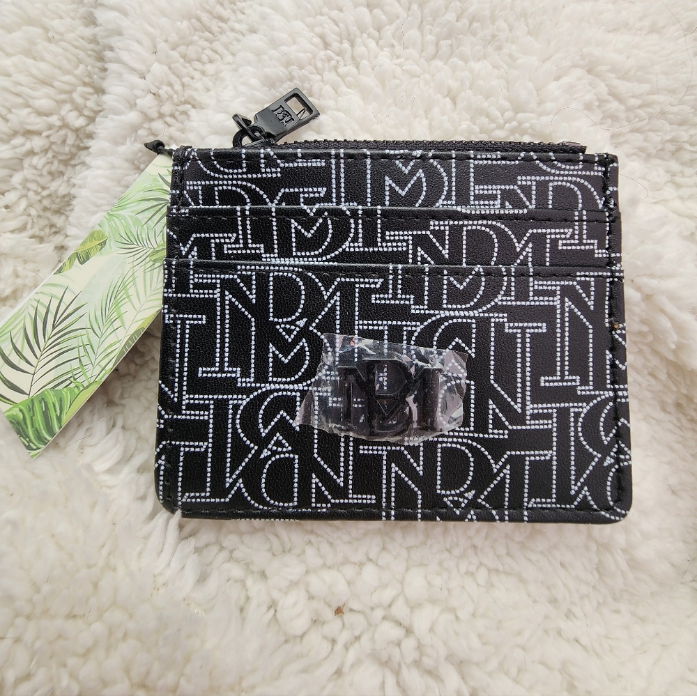 Badgley Mischka Black Mini Credit Card holder Big Logo NWT